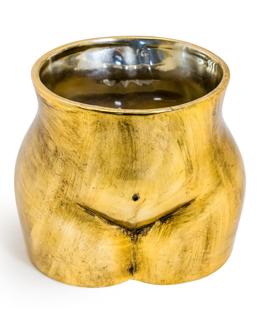 Antique Gold Large Booty Flower Pot/Storage Jar - BBR33