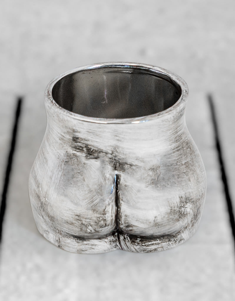 Antique Silver Small Booty Flower Pot/Storage Jar - BBR34