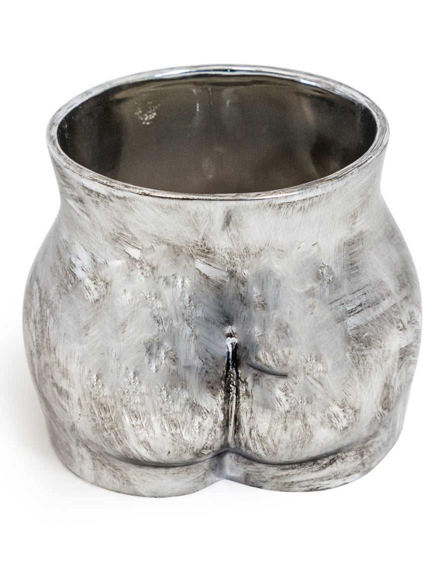 Antique Silver Large Booty Flower Pot/Storage Jar - BBR36