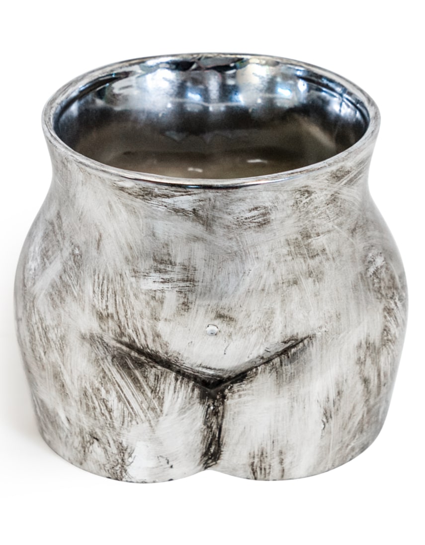 Antique Silver Large Booty Flower Pot/Storage Jar - BBR36