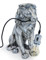 Antique Silver Sitting Lion Table Lamp - TPR87
