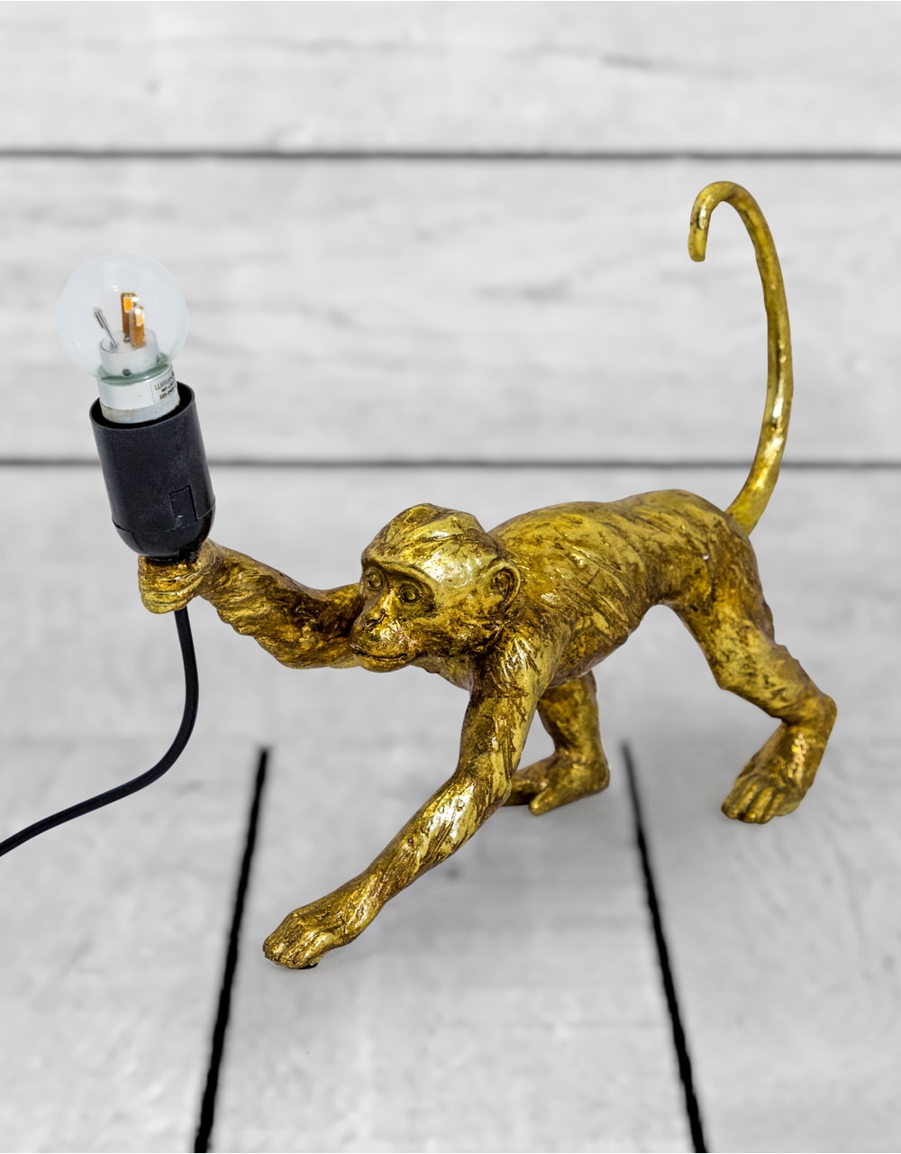 Antique Gold Crawling Monkey Table Lamp - TPR88