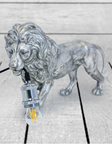 Antique Silver Prowling Lion Table Lamp - TPR93