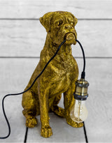 Antique Gold Sitting Boxer Dog Table Lamp - TPR94