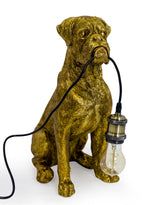Antique Gold Sitting Boxer Dog Table Lamp - TPR94