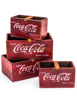 Set of 4 Antiqued Wooden Cola Storage Boxes - FC36