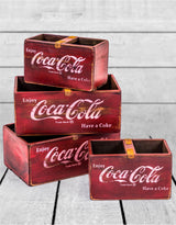 Set of 4 Antiqued Wooden Cola Storage Boxes - FC36