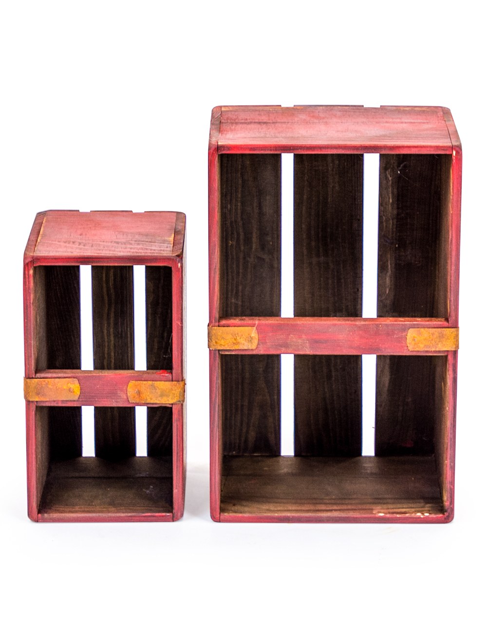 Set of 4 Antiqued Wooden Cola Storage Boxes - FC36
