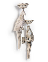 Pair of Large Raw Nickel Metal Parrot Wall Sconces - AL169
