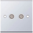 Selectric 5M Polished Chrome 2 Gang TV/FM Socket with White Insert