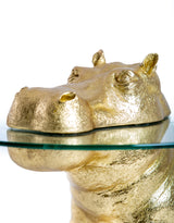 Large Gold Hippo Glass Top Side / Coffee Table - DVM39