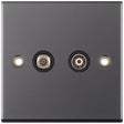 Selectric 5M Black Nickel 2 Gang Satellite and TV/FM Socket with Black Insert