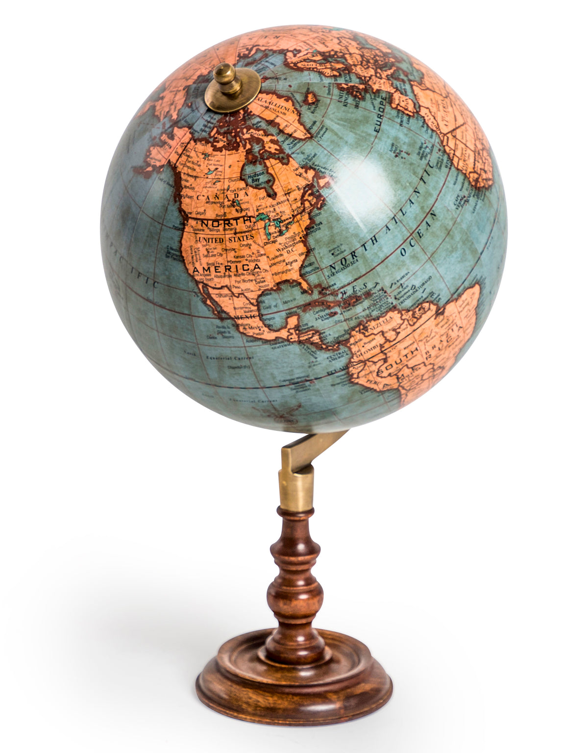 Antique Globe on Wooden Stand - FMH14
