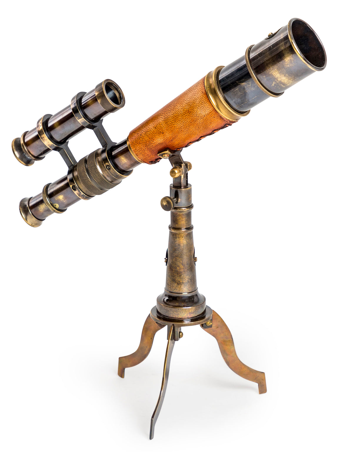 Antiqued Ornamental Telescope on Metal Stand - FMH18