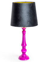 Purple Gloss Wooden Table Lamp with Metallic-Lined Velvet Shade - RJS10