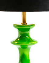 Green Gloss Wooden Table Lamp with Metallic-Lined Velvet Shade - RJS11