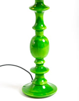 Green Gloss Wooden Table Lamp with Metallic-Lined Velvet Shade - RJS11