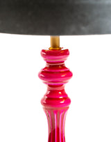 Hot Pink Gloss Wooden Table Lamp with Metallic-Lined Velvet Shade - RJS13
