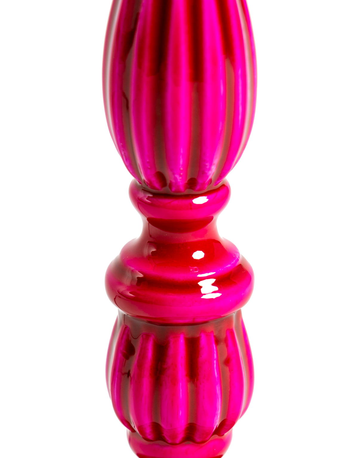 Hot Pink Gloss Wooden Table Lamp with Metallic-Lined Velvet Shade - RJS13