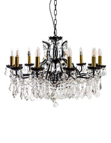 Large 12 Branch Matt Black Shallow Chandelier - CH188