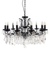 Large 12 Branch Matt Black Shallow Chandelier - CH188