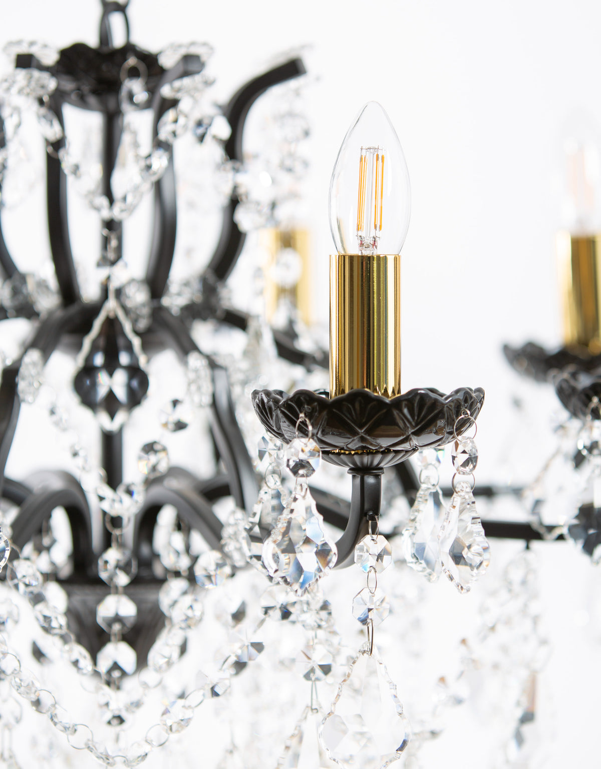 Medium 8 Branch Matt Black Shallow Chandelier - CH189