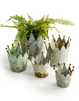 Set of 5 Oxidised-Metal Effect Crown Planters - RGF15