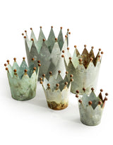 Set of 5 Oxidised-Metal Effect Crown Planters - RGF15