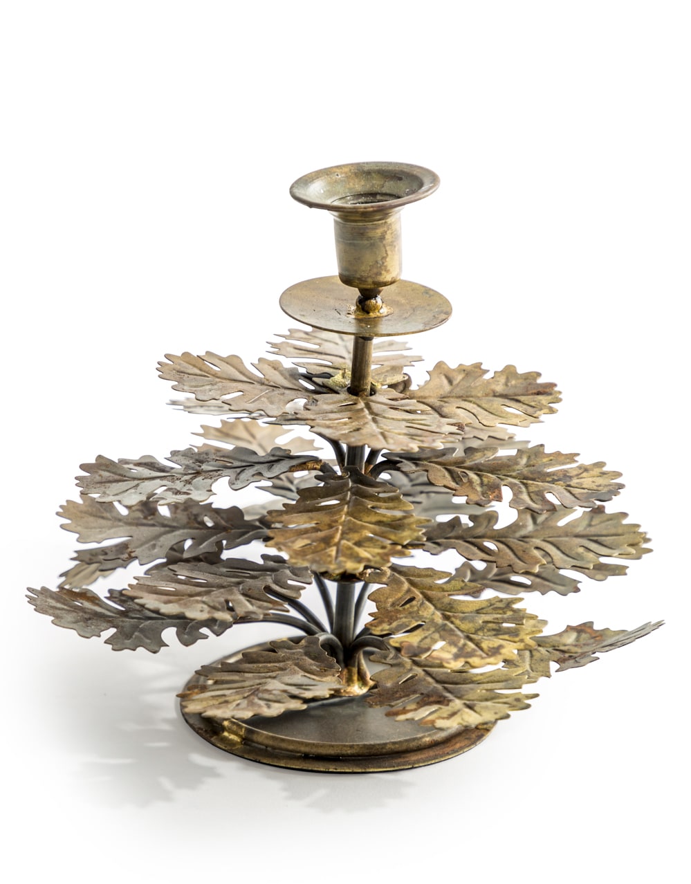 Antique Gold Oak Leaf Candle Holder - RGF18