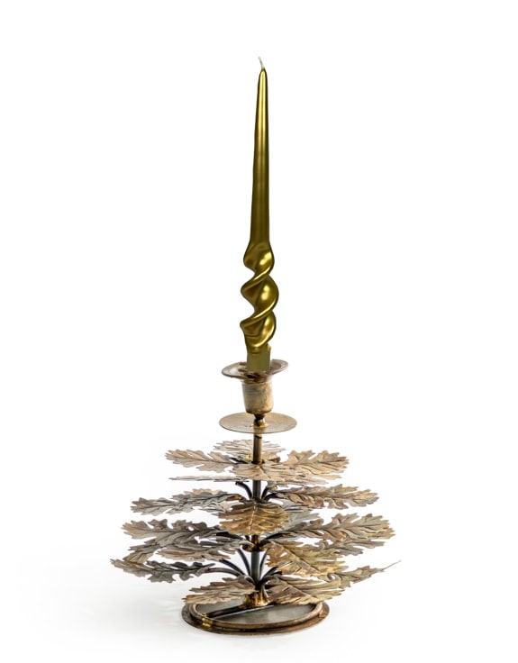 Antique Gold Oak Leaf Candle Holder - RGF18