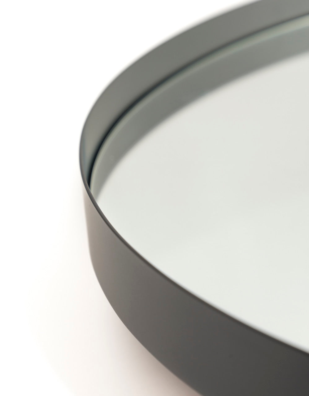 Large Round Matt Black Steel Framed Mirror - HDN26