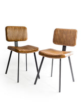 Industrial Vintage Ribbed Leather & Iron Chair (to be bought in qtys of 2) - BJG11