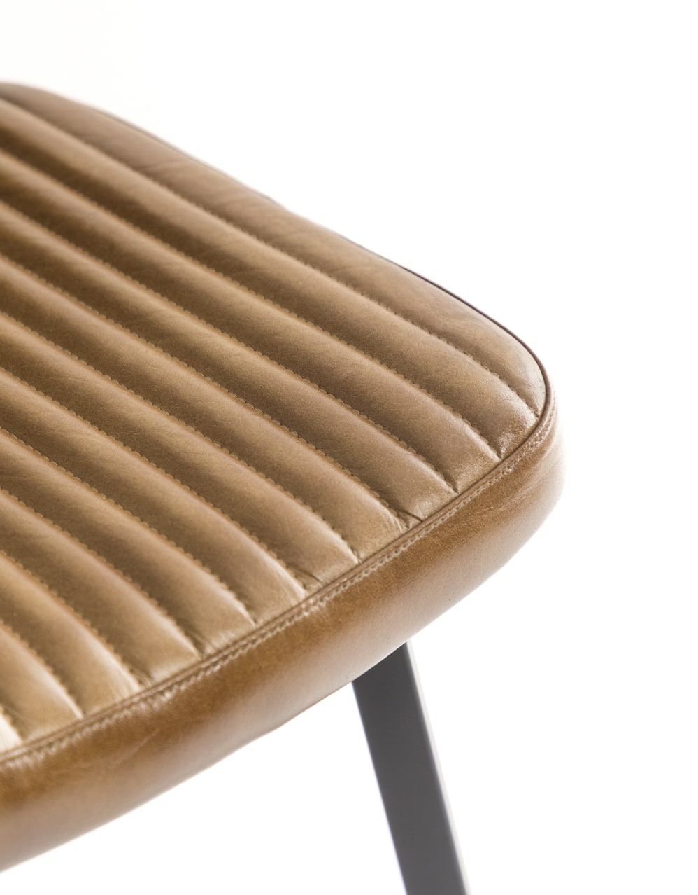 Industrial Vintage Ribbed Leather & Iron Chair (to be bought in qtys of 2) - BJG11