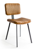 Industrial Vintage Ribbed Leather & Iron Chair (to be bought in qtys of 2) - BJG11