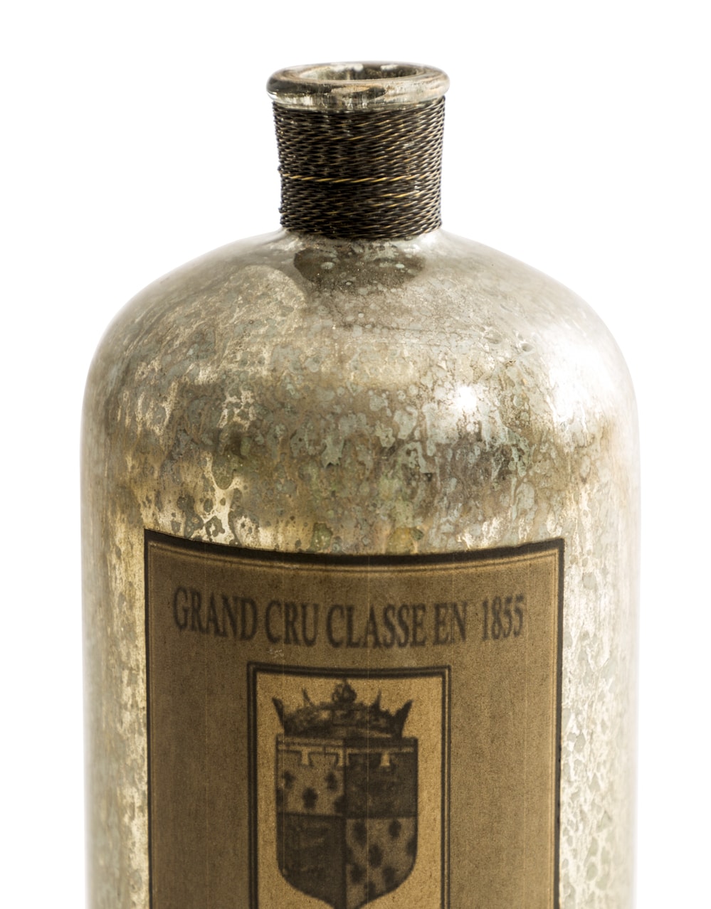 Extra Large Antique Silver Glass Bottle / Vase - IGB10