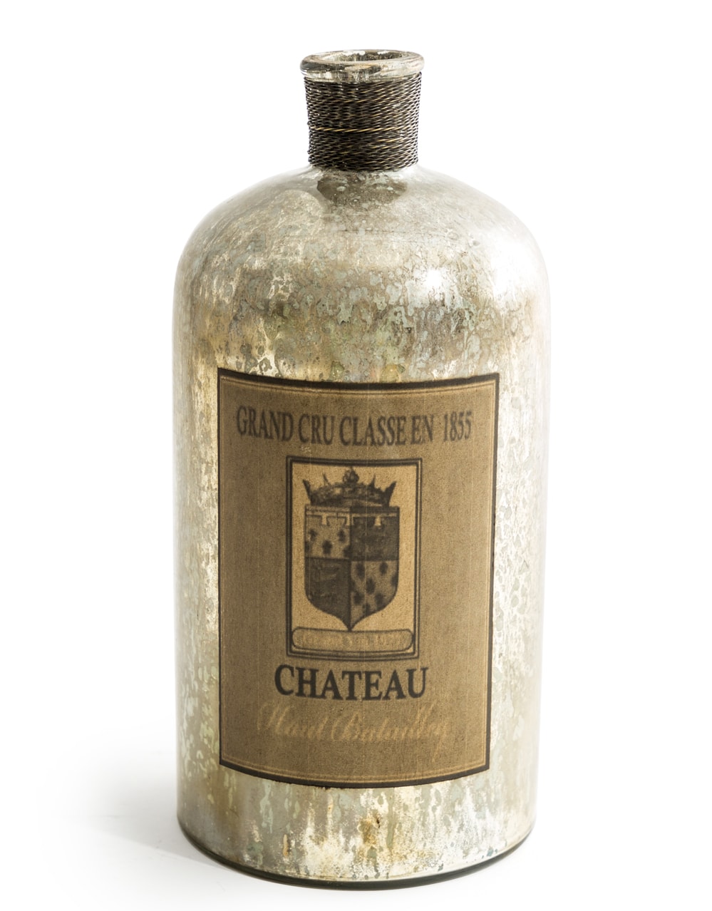 Extra Large Antique Silver Glass Bottle / Vase - IGB10