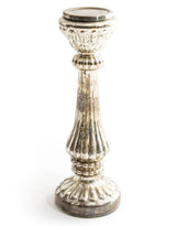 Large Rustic Antique Silver Glass Candle Holder - IGB14