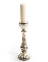Large Rustic Antique Silver Glass Candle Holder - IGB14