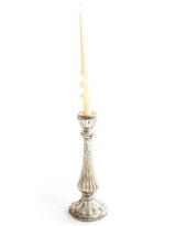 Medium Rustic Antique Silver Glass Candle Holder - IGB15