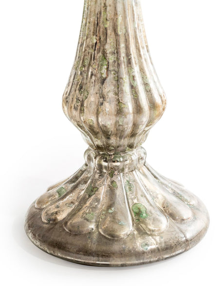 Medium Rustic Antique Silver Glass Candle Holder - IGB15