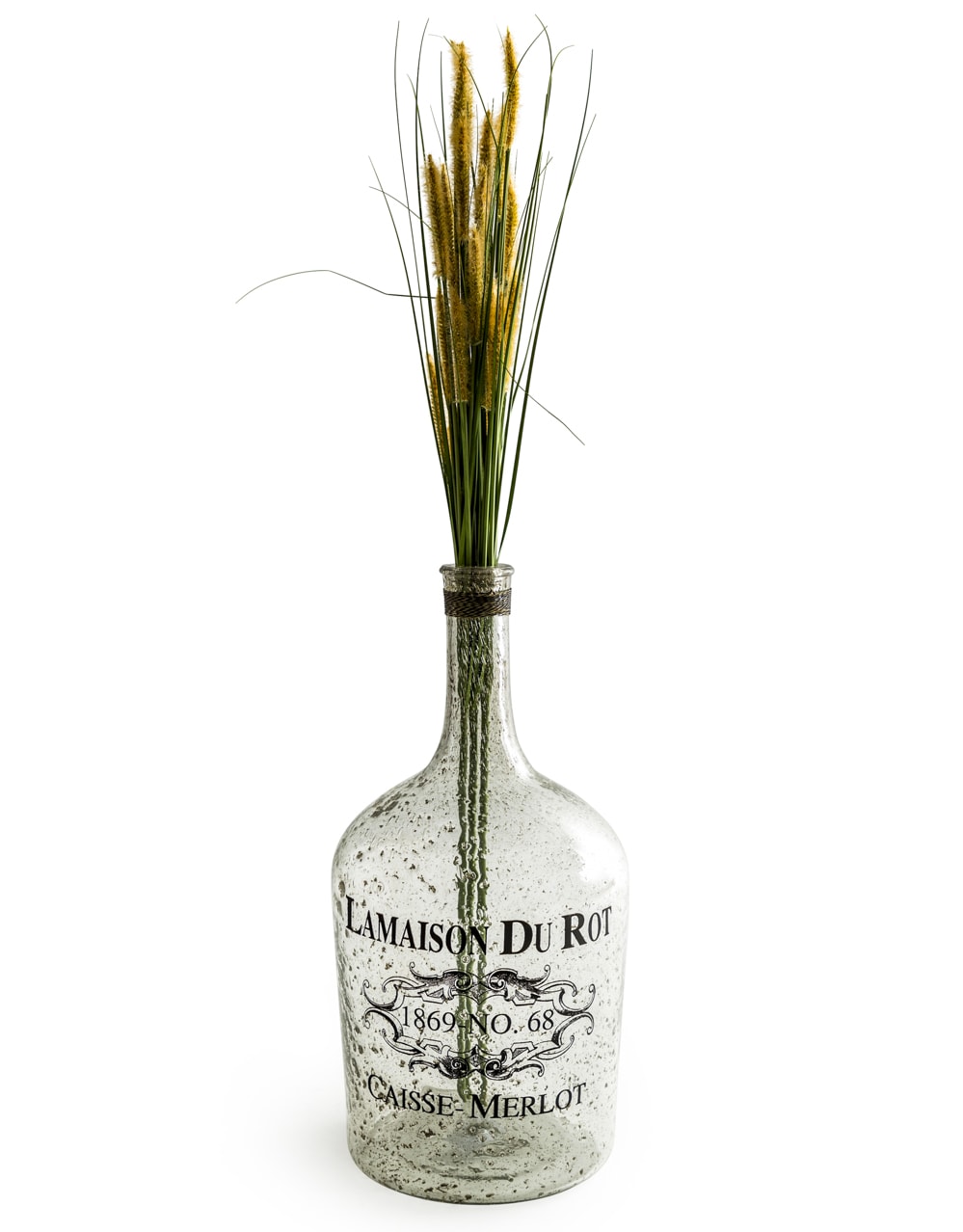 Extra Large Bubbled Glass "La Maison Du Rot" Bottle / Vase - IGB19