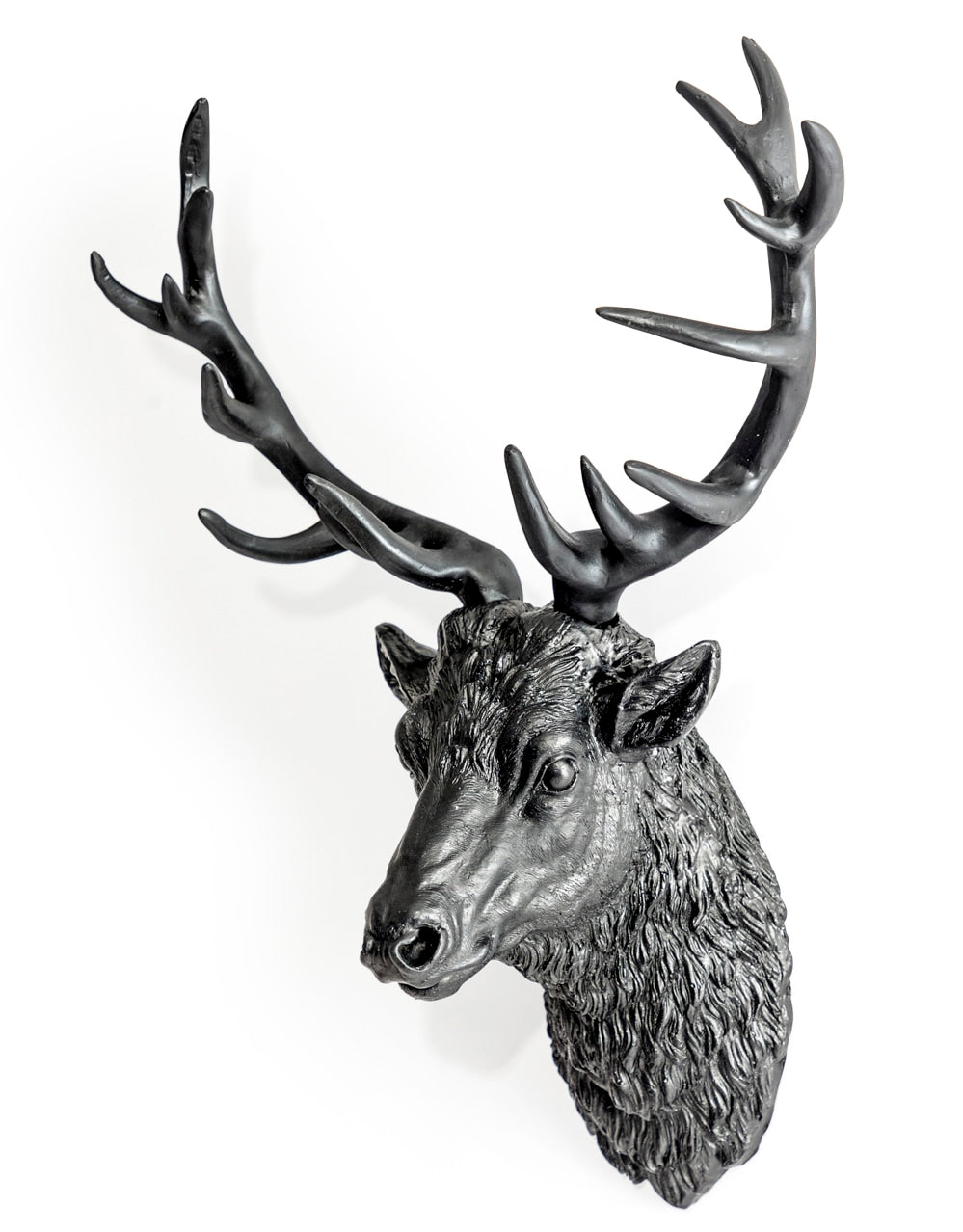 Large Matt Black Stag Wall Head - BD170