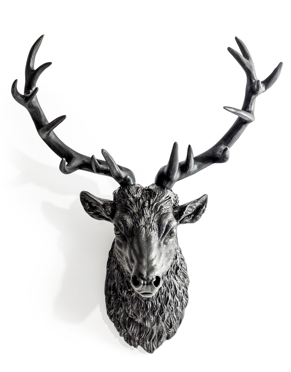 Large Matt Black Stag Wall Head - BD170