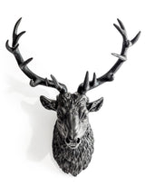 Large Matt Black Stag Wall Head - BD170