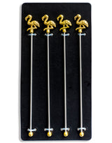 Set of 4 Gold Flamingo Drinks Stirrers - FMH23