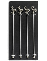 Set of 4 Nickel Flamingo Drinks Stirrers - FMH26