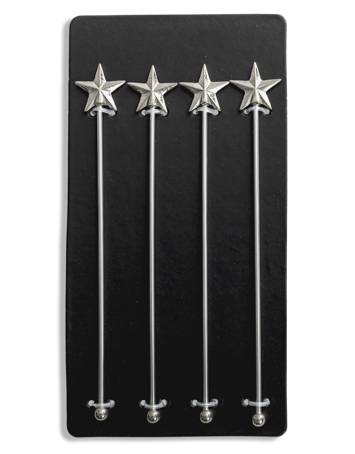 Set of 4 Nickel Star Drinks Stirrers - FMH28