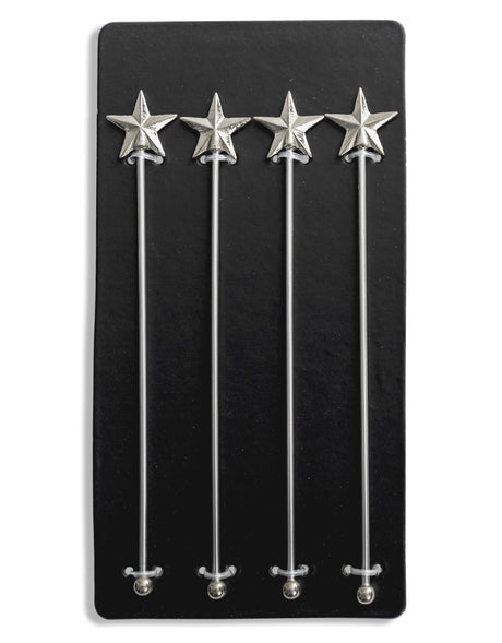 Set of 4 Nickel Star Drinks Stirrers - FMH28