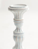 Ornate Aged White Ceramic Candle Holder - 210238