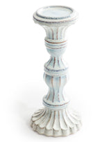Ornate Aged White Ceramic Candle Holder - 210238